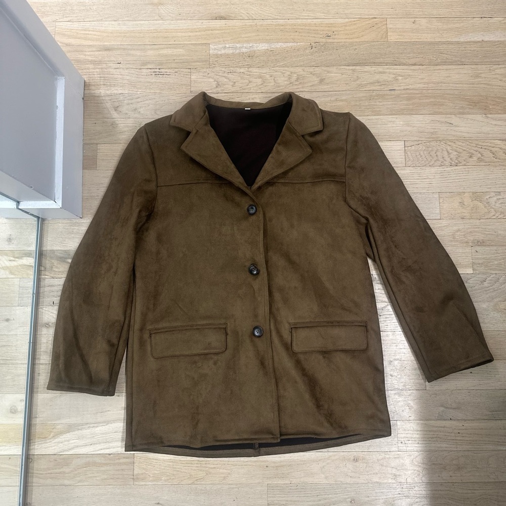 Faux suede brown oversized blazer- size small